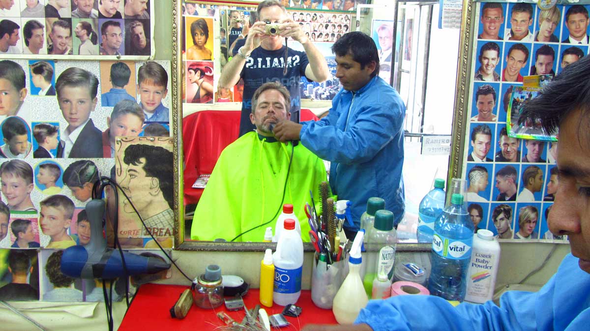 Getting my hair cut in Bolivia