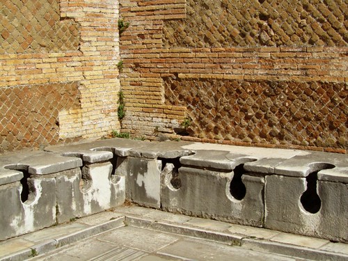 Ancient Roman latrine at Ostia Antica