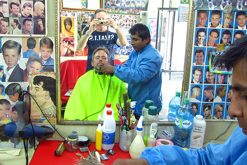 Haircut and shave in La Paz, Boliva