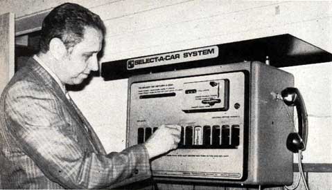 [photo of the Select-A-Car System, which looks like a cross between a phone booth and a vending machine]