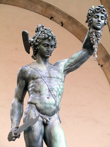 Perseus hoists the Medusa's head