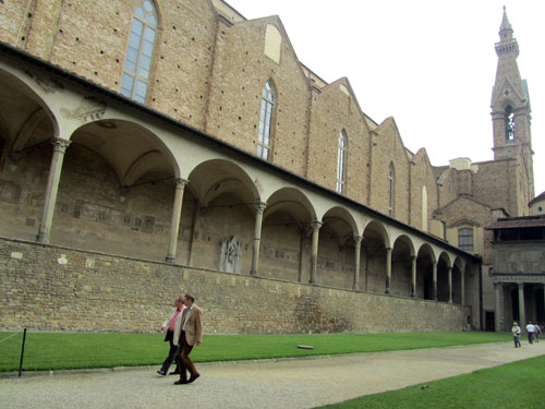 The courtyard inside Santa Croce