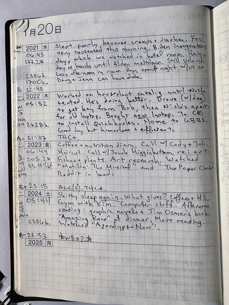[photo of page from my 5-year journal]