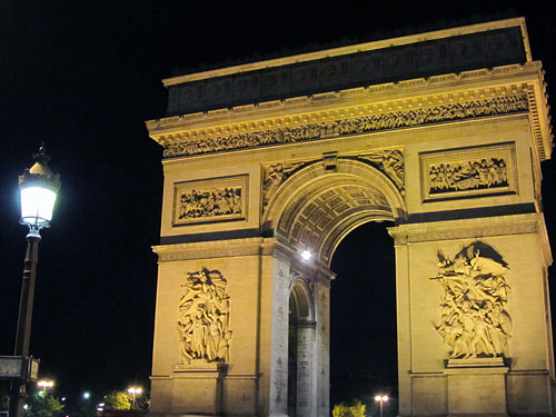 The Arc de Triomphe at night