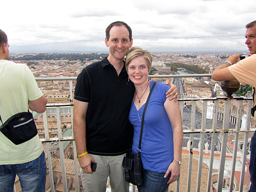 Phil and Joy, atop St. Peter's Basilica (with Rome in the distance)