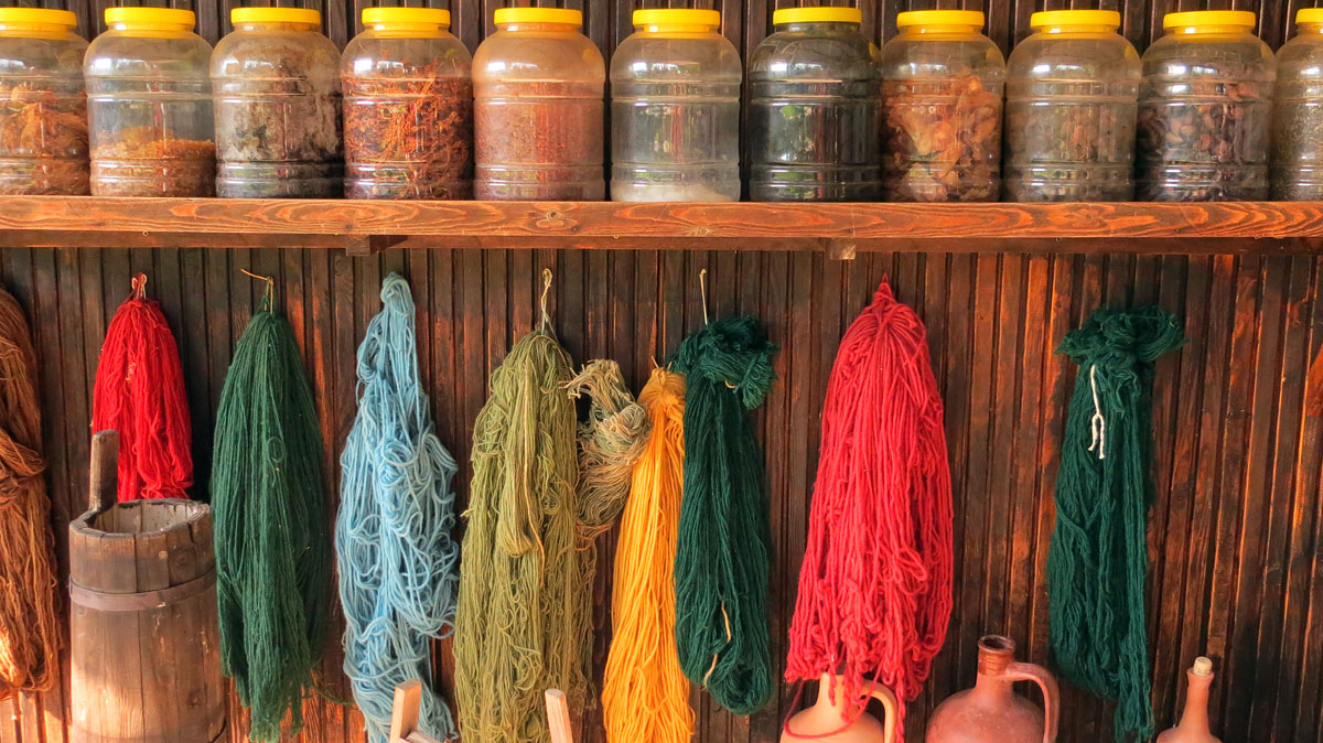 Yarn at the carpet shop.