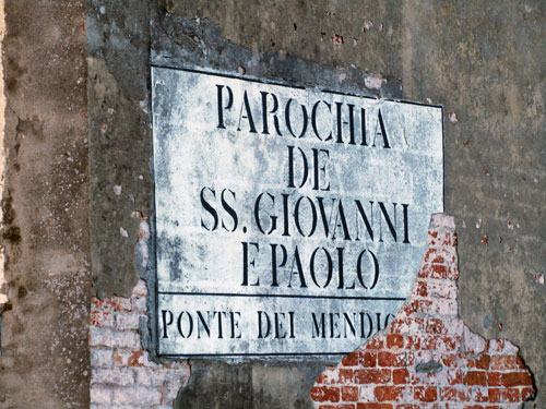 A typical Venetian street sign