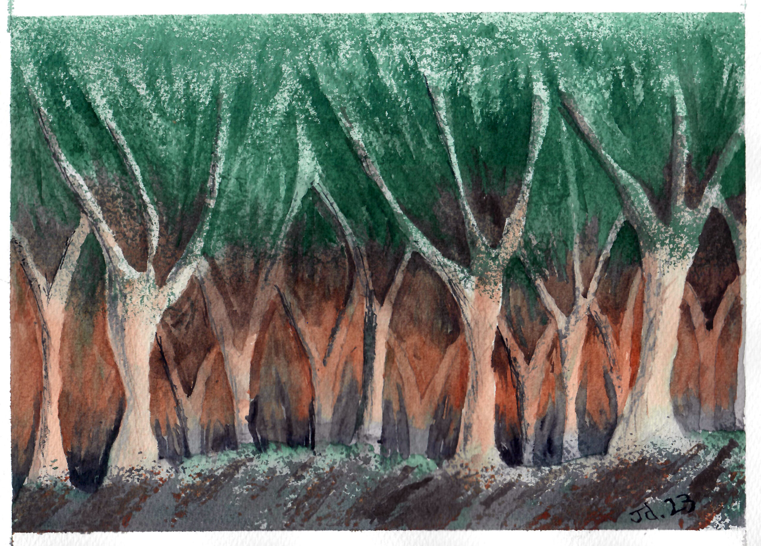 [painting of a deep, dark woods]